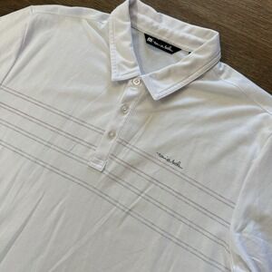 Travis Mathew Men's White Golf Polo Shirt Sz XXL Stripes